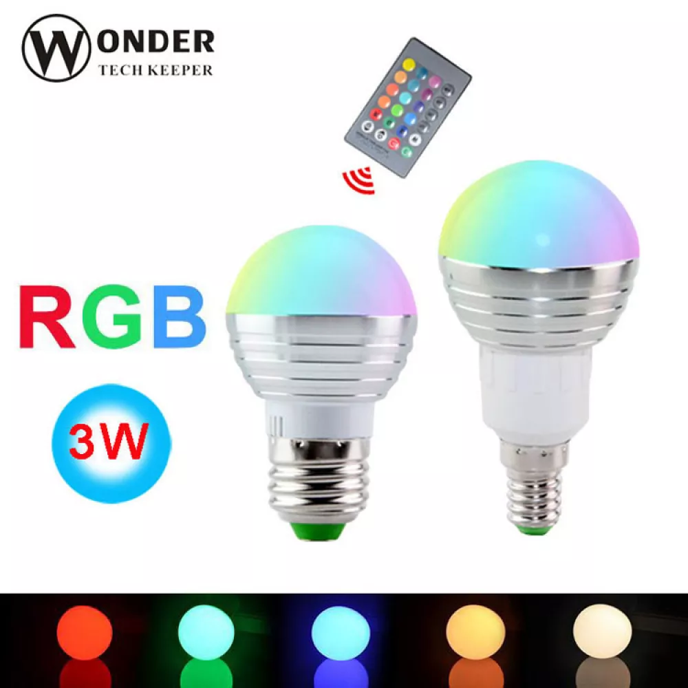 Ampoule de couleur LED E27 - 16 couleurs différentes, télécommande sans fil incluse