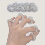 Anti-Stress Sensorik-Ringe für Finger-Massage (10 Stück, für beide Hände) - Silber