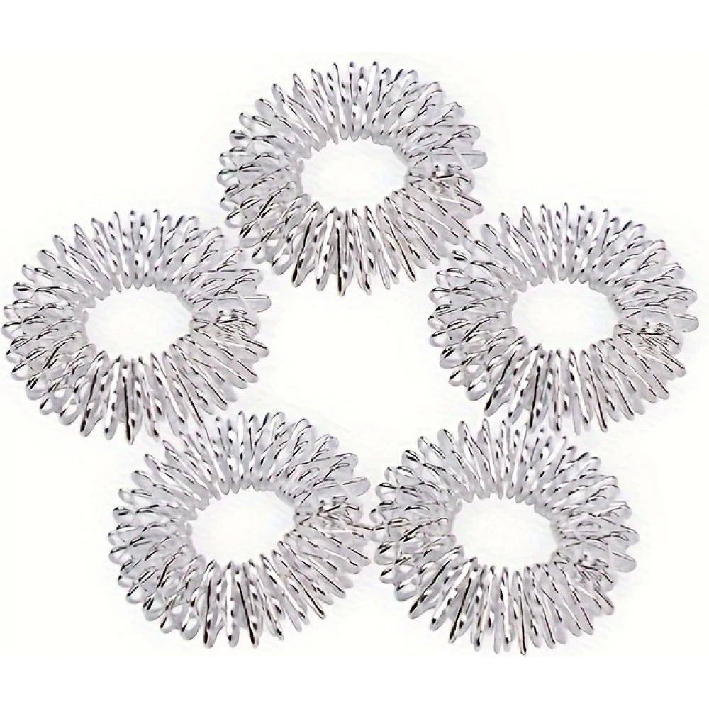 Anti-Stress Sensorik-Ringe für Finger-Massage (10 Stück, für beide Hände) - Silber