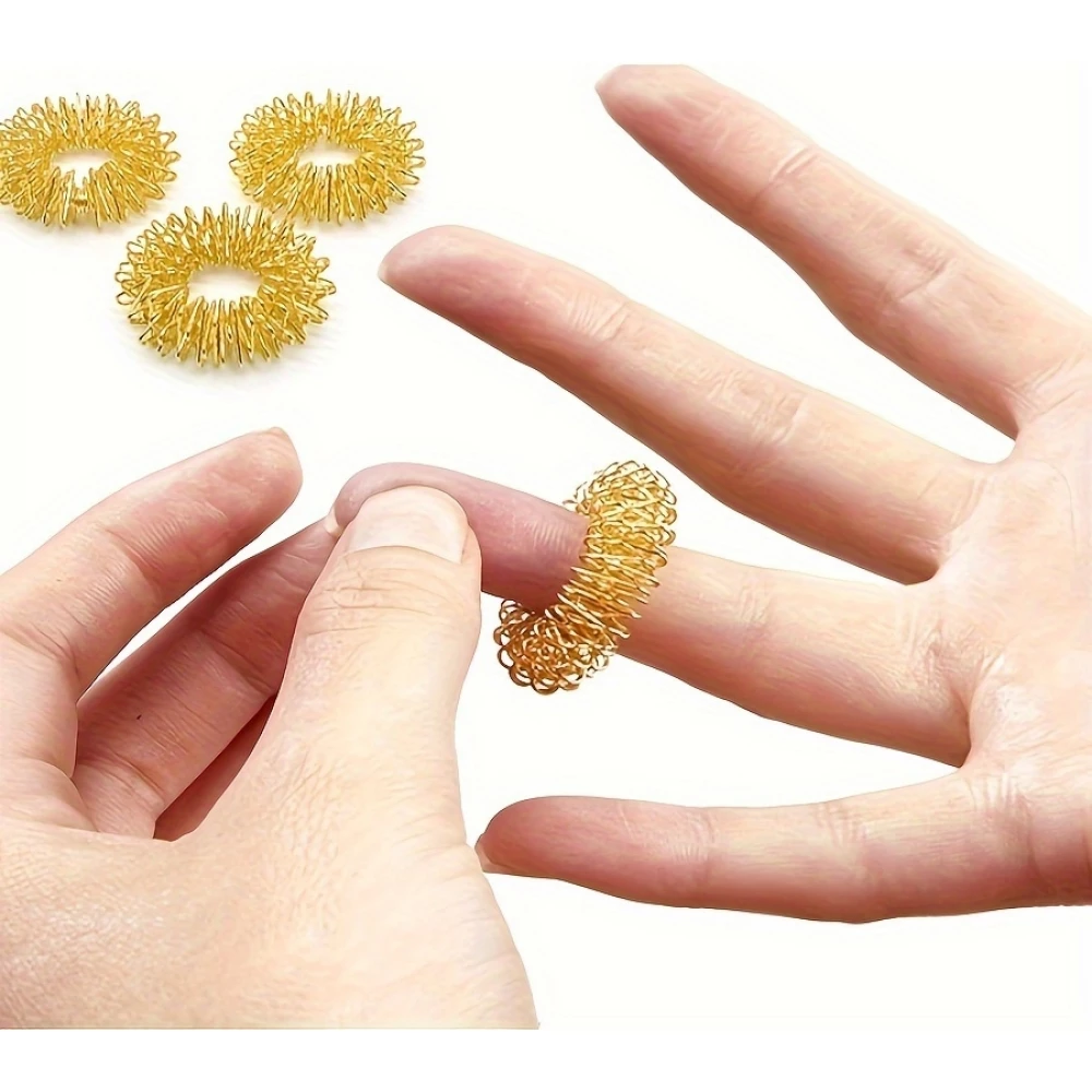 Anti-Stress Sensorik-Ringe für Finger-Massage (10 Stück, für beide Hände) - Silber