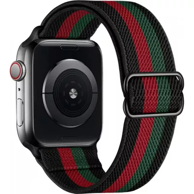Apple Watch 44/45/46/49 mm - Sportliches elastisches Nylonband, weich, waschbar - Rot und grün