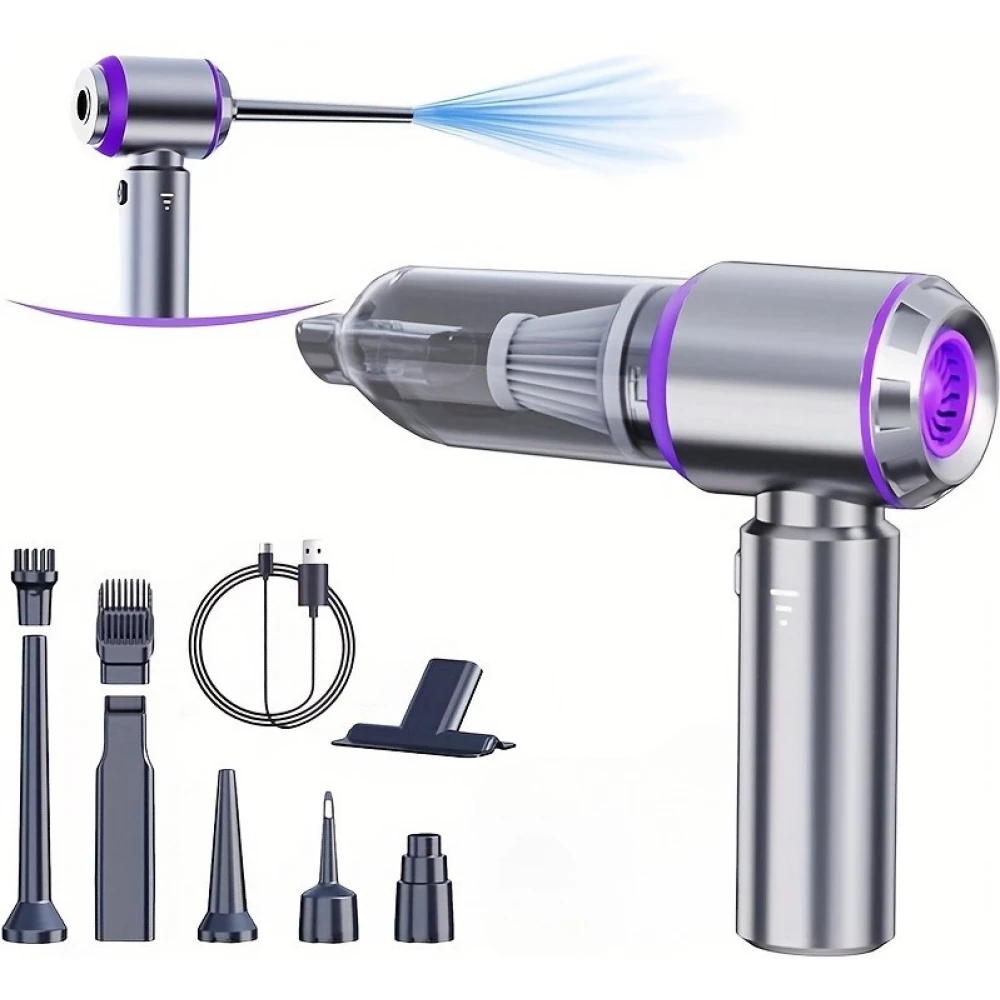Aspirateur portable / compresseur à air 4 en 1 haute puissance 20000PA mini sans fil rechargeable pour voiture / maison / bureau