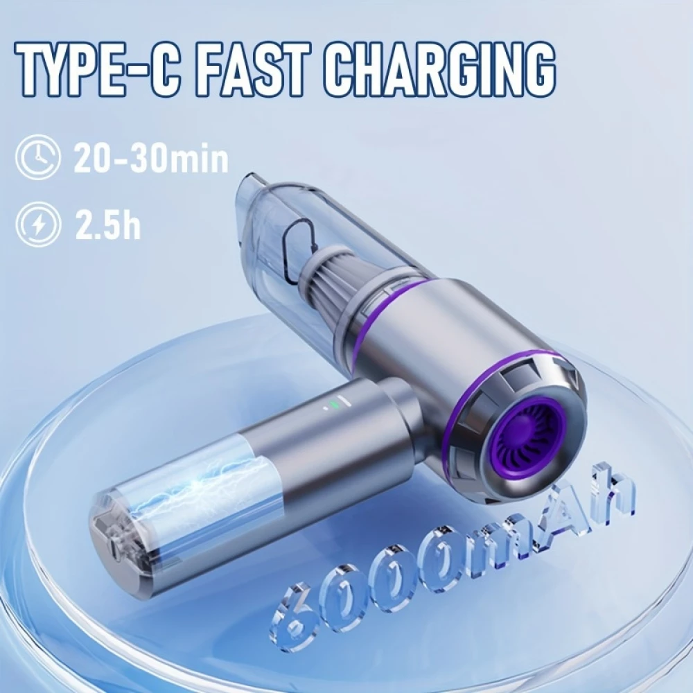 Aspirateur portable / compresseur à air 4 en 1 haute puissance 20000PA mini sans fil rechargeable pour voiture / maison / bureau
