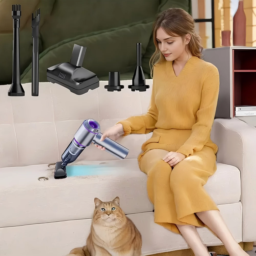 Aspirateur portable / compresseur à air 4 en 1 haute puissance 20000PA mini sans fil rechargeable pour voiture / maison / bureau