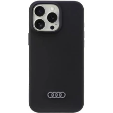 Coque iPhone 16 Pro Max - Audi silicone Soft Touch avec logo - Noir