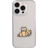 Autocollant sticker pour téléphone/tablette/ordinateur brodé en 3D - Cat with Croissant