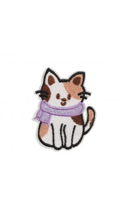 Autocollant sticker pour t&eacute;l&eacute;phone/tablette/ordinateur brod&eacute; en 3D - Cat with scarf