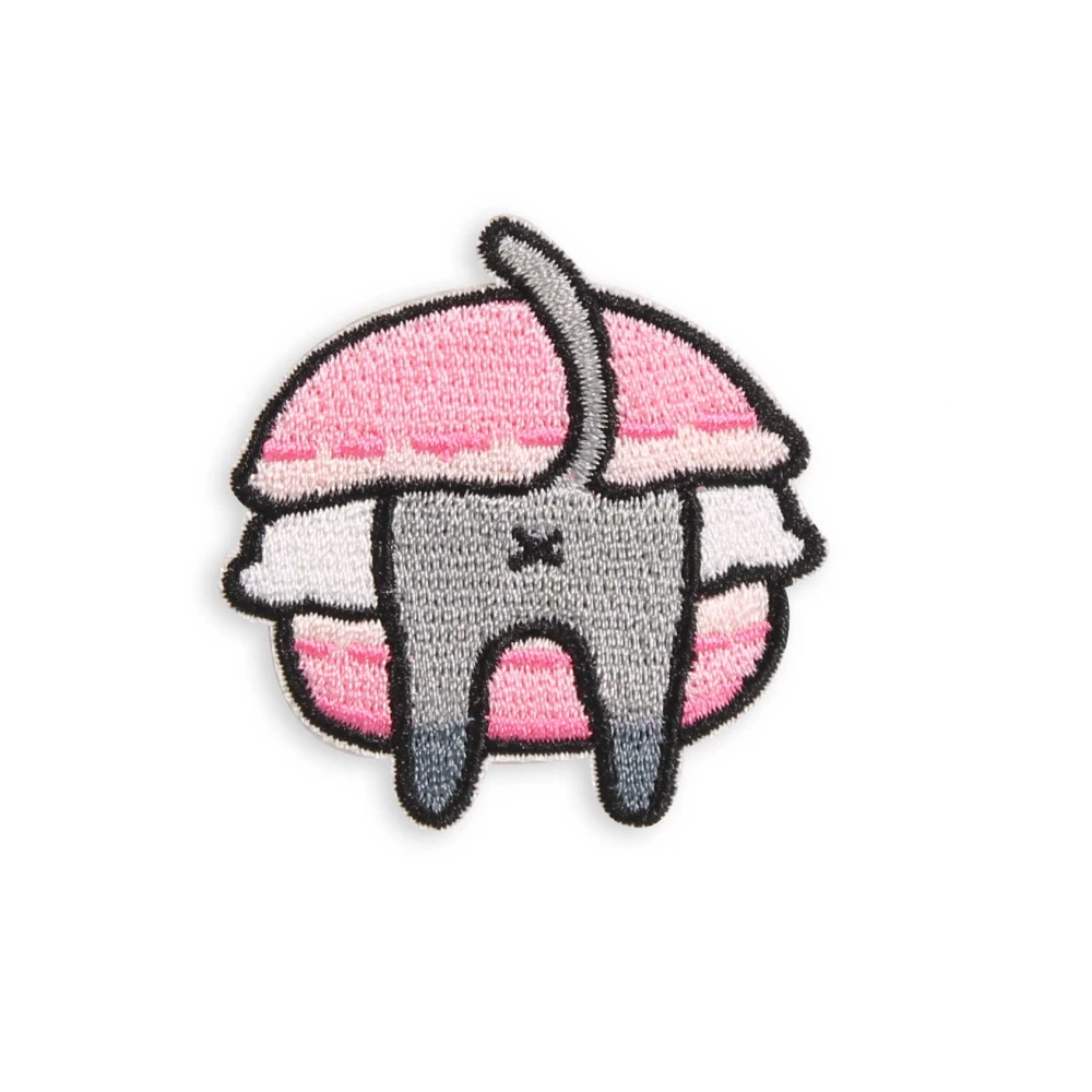 Autocollant sticker pour téléphone/tablette/ordinateur brodé en 3D - Chat dans sandwich
