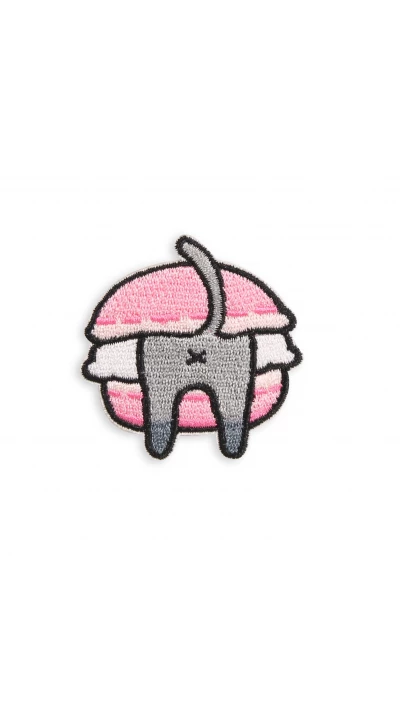 Autocollant sticker pour t&eacute;l&eacute;phone/tablette/ordinateur brod&eacute; en 3D - Chat dans sandwich