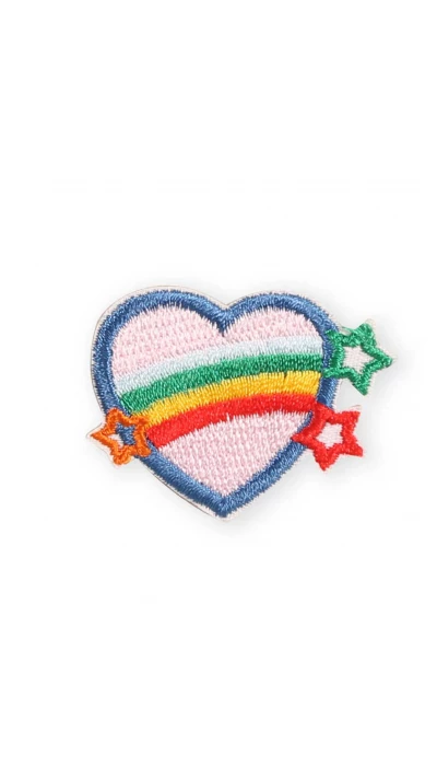 Autocollant sticker pour t&eacute;l&eacute;phone/tablette/ordinateur brod&eacute; en 3D - Coeur &eacute;toiles filantes
