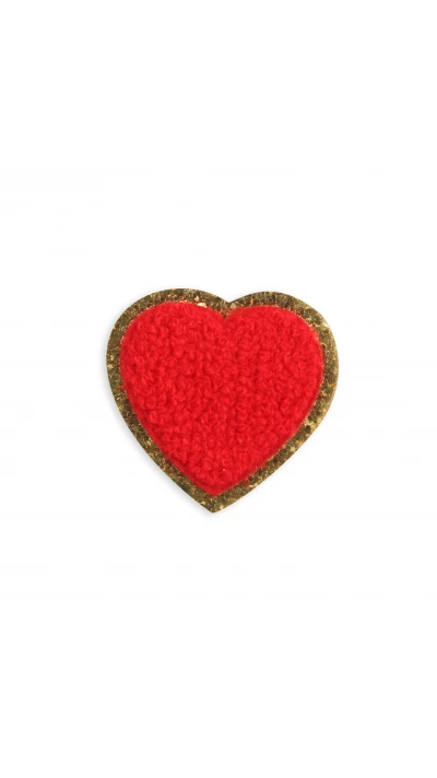 Autocollant sticker pour t&eacute;l&eacute;phone/tablette/ordinateur brod&eacute; en 3D - Coeur rouge
