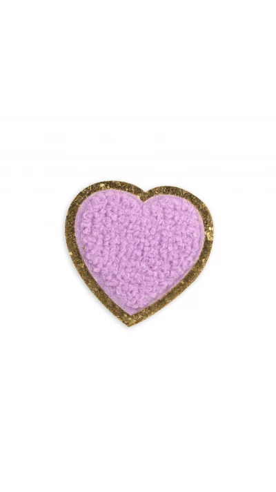 Autocollant sticker pour t&eacute;l&eacute;phone/tablette/ordinateur brod&eacute; en 3D - Coeur violet