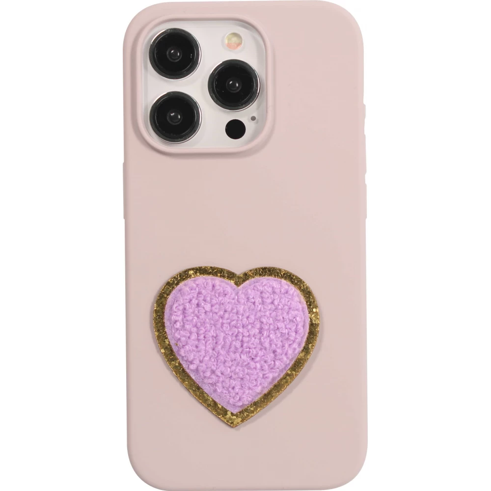 Autocollant sticker pour téléphone/tablette/ordinateur brodé en 3D - Coeur violet