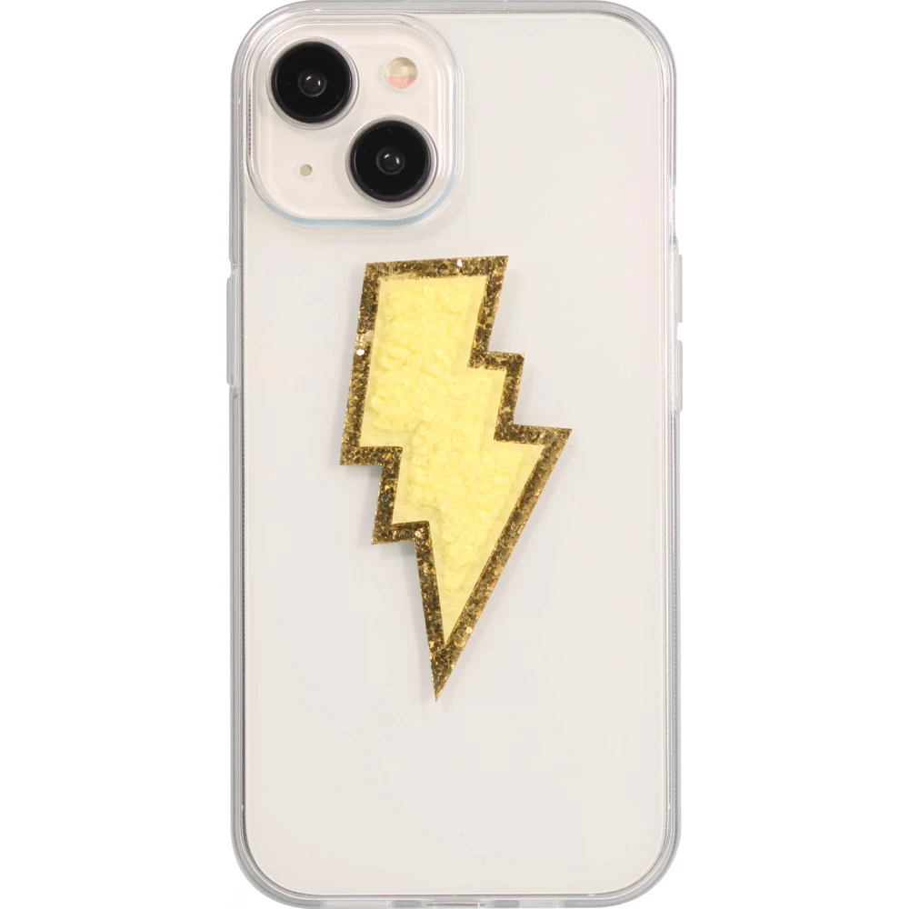 Sticker Aufkleber für Handy/Tablet/Computer 3D gestickt - Blitz gelb