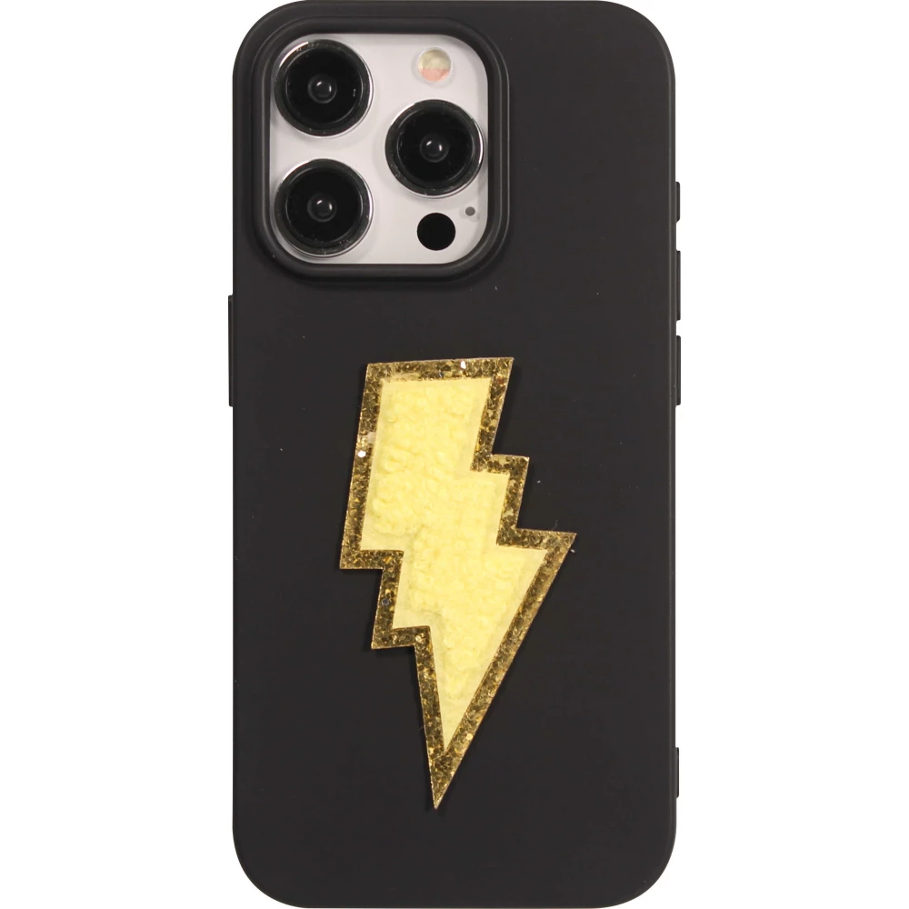 Sticker Aufkleber für Handy/Tablet/Computer 3D gestickt - Blitz gelb