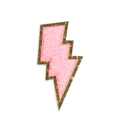Sticker Aufkleber f&uuml;r Handy/Tablet/Computer 3D gestickt - Blitz rosa