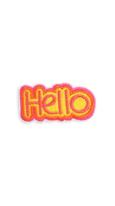 Autocollant sticker pour t&eacute;l&eacute;phone/tablette/ordinateur brod&eacute; en 3D - HELLO jaune