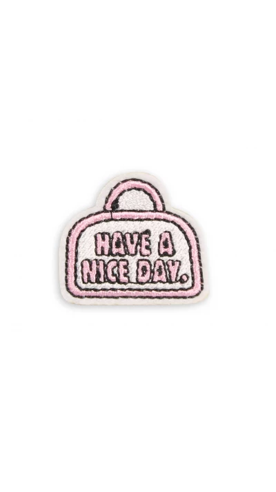 Autocollant sticker pour t&eacute;l&eacute;phone/tablette/ordinateur brod&eacute; en 3D - Have a nice day bag