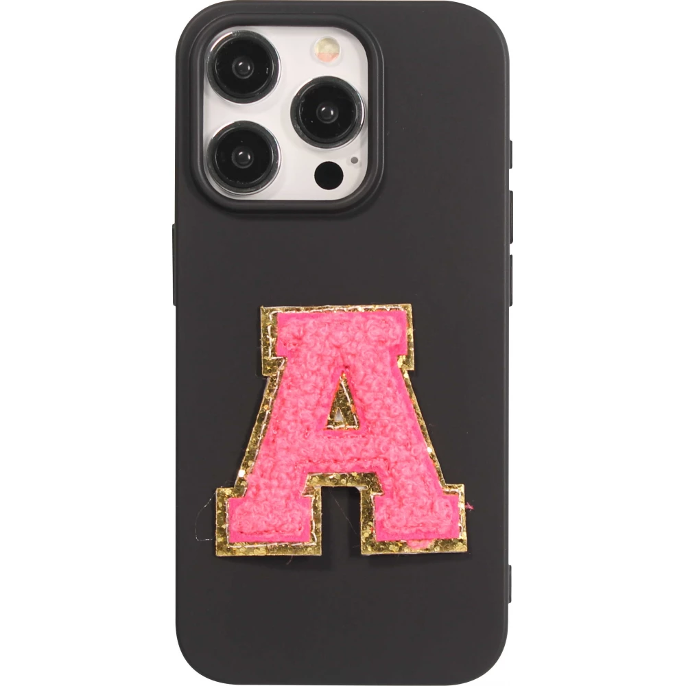 Sticker Aufkleber für Handy/Tablet/Computer 3D gestickt Dunkelrosa - Buchstabe A