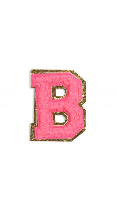 Autocollant sticker pour t&eacute;l&eacute;phone/tablette/ordinateur brod&eacute; en 3D rose foncé - Lettre B