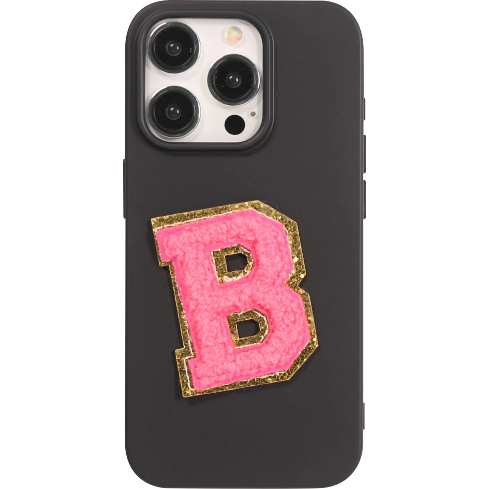 Sticker Aufkleber für Handy/Tablet/Computer 3D gestickt Dunkelrosa - Buchstabe B