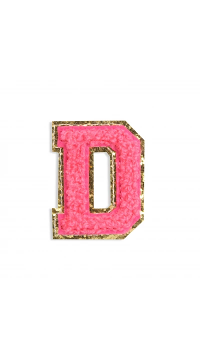 Autocollant sticker pour t&eacute;l&eacute;phone/tablette/ordinateur brod&eacute; en 3D rose foncé - Lettre D