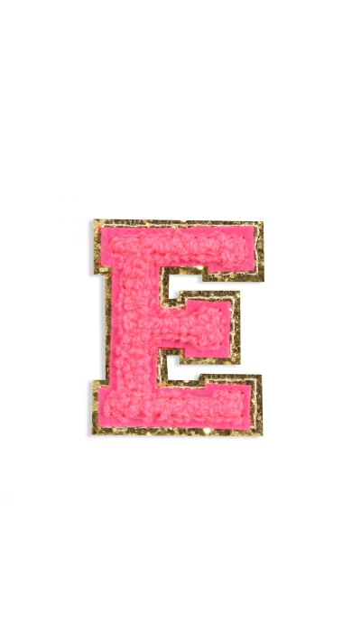Autocollant sticker pour t&eacute;l&eacute;phone/tablette/ordinateur brod&eacute; en 3D rose foncé - Lettre E