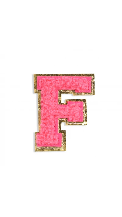 Autocollant sticker pour t&eacute;l&eacute;phone/tablette/ordinateur brod&eacute; en 3D rose foncé - Lettre F