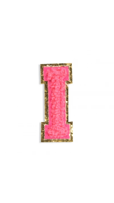 Autocollant sticker pour t&eacute;l&eacute;phone/tablette/ordinateur brod&eacute; en 3D rose foncé - Lettre I