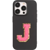 Sticker Aufkleber für Handy/Tablet/Computer 3D gestickt Dunkelrosa - Buchstabe J