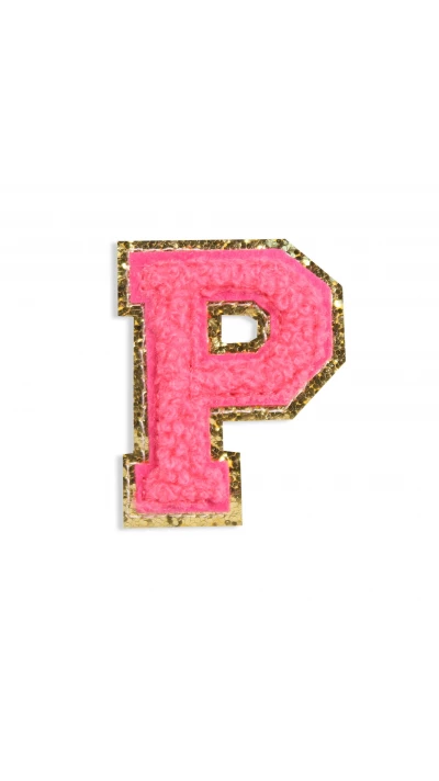 Autocollant sticker pour t&eacute;l&eacute;phone/tablette/ordinateur brod&eacute; en 3D rose foncé - Lettre P