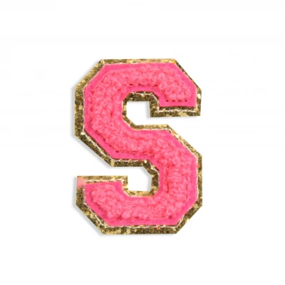 Autocollant sticker pour t&eacute;l&eacute;phone/tablette/ordinateur brod&eacute; en 3D rose foncé - Lettre S