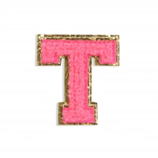 Autocollant sticker pour téléphone/tablette/ordinateur brodé en 3D rose foncé - Lettre T
