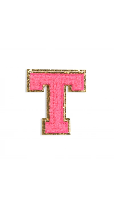 Autocollant sticker pour t&eacute;l&eacute;phone/tablette/ordinateur brod&eacute; en 3D rose foncé - Lettre T