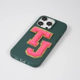 Autocollant sticker pour téléphone/tablette/ordinateur brodé en 3D rose foncé - Lettre T