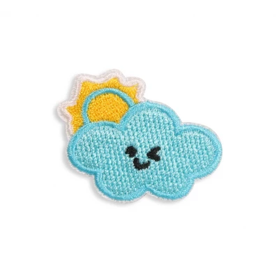Autocollant sticker pour t&eacute;l&eacute;phone/tablette/ordinateur brod&eacute; en 3D - Smiley Cloud Sun