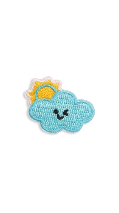 Autocollant sticker pour t&eacute;l&eacute;phone/tablette/ordinateur brod&eacute; en 3D - Smiley Cloud Sun