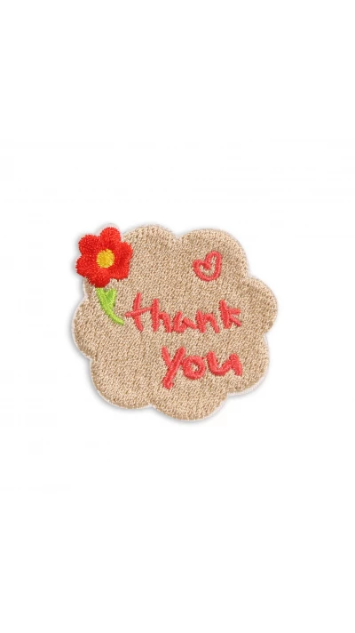 Autocollant sticker pour t&eacute;l&eacute;phone/tablette/ordinateur brod&eacute; en 3D - Thank You Flower