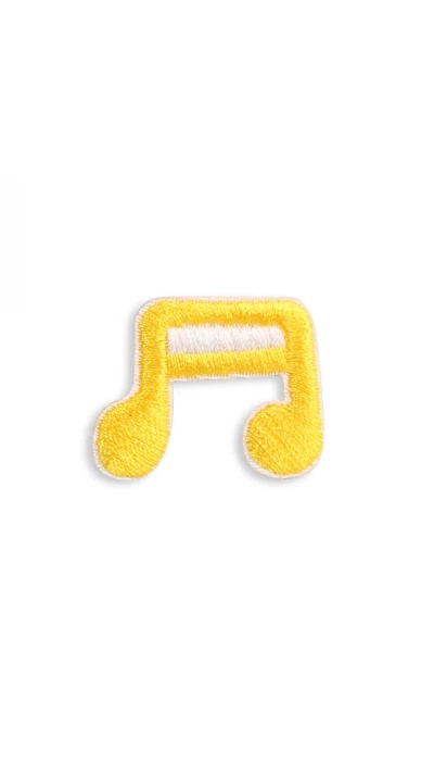 Autocollant sticker pour t&eacute;l&eacute;phone/tablette/ordinateur brod&eacute; en 3D - Yellow music note
