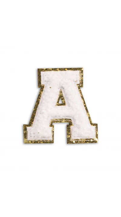 Autocollant sticker pour t&eacute;l&eacute;phone/tablette/ordinateur brod&eacute; en 3D blanc - Lettre A