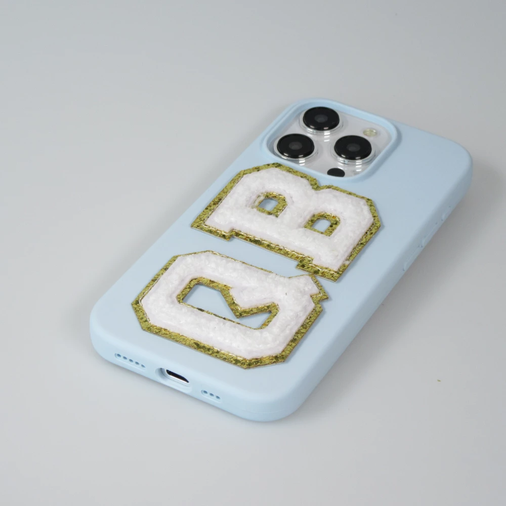 Sticker Aufkleber für Handy/Tablet/Computer 3D gestickt Weiss - Buchstabe B