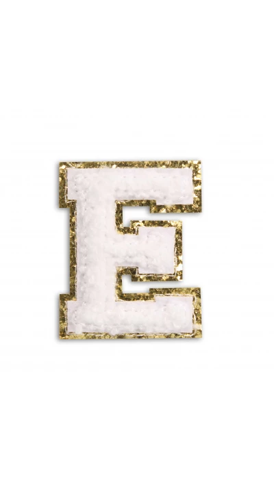 Sticker Aufkleber f&uuml;r Handy/Tablet/Computer 3D gestickt Weiss - Buchstabe E