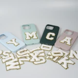 Sticker Aufkleber für Handy/Tablet/Computer 3D gestickt Weiss - Buchstabe F