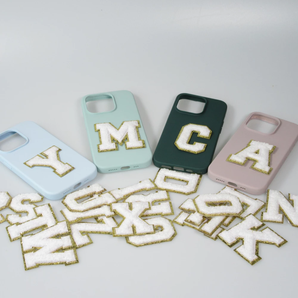 Sticker Aufkleber für Handy/Tablet/Computer 3D gestickt Weiss - Buchstabe N