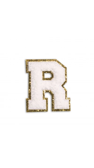 Autocollant sticker pour t&eacute;l&eacute;phone/tablette/ordinateur brod&eacute; en 3D blanc - Lettre R