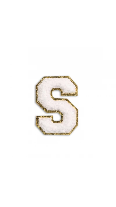 Sticker Aufkleber f&uuml;r Handy/Tablet/Computer 3D gestickt Weiss - Buchstabe S