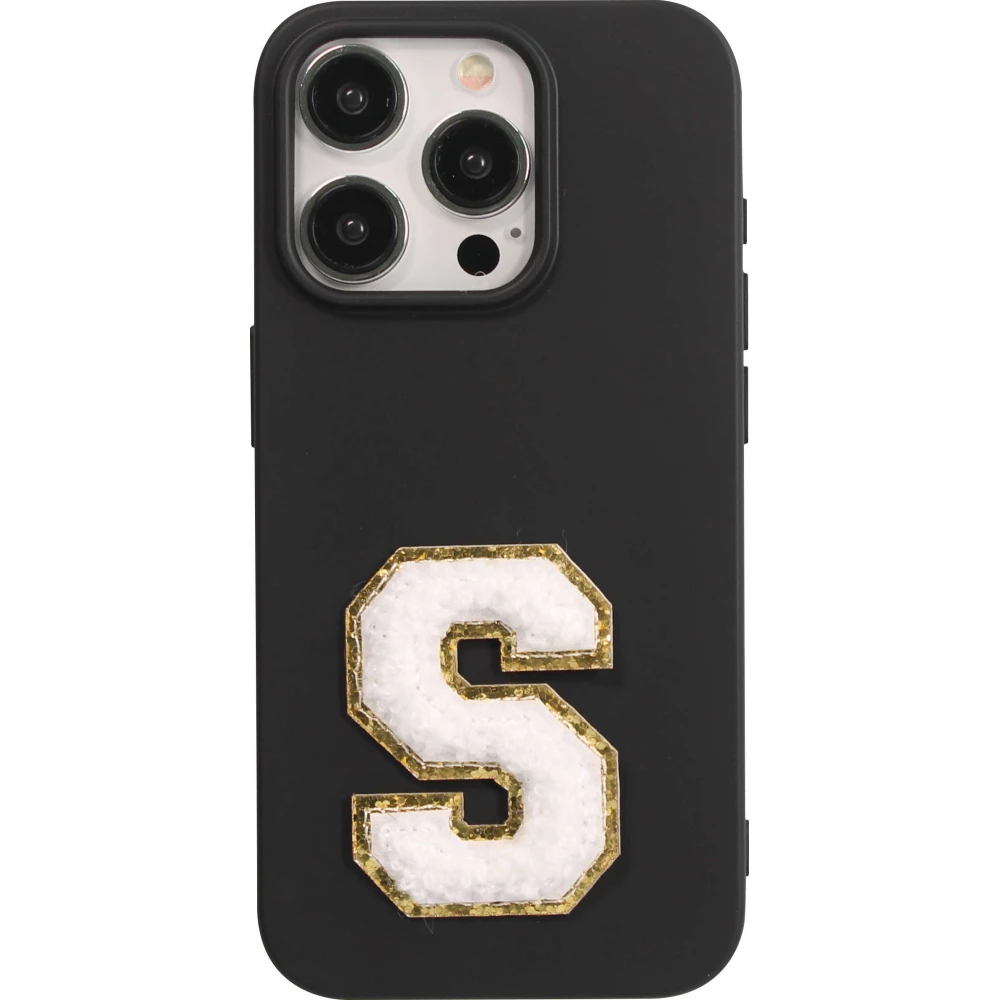 Autocollant sticker pour téléphone/tablette/ordinateur brodé en 3D blanc - Lettre S