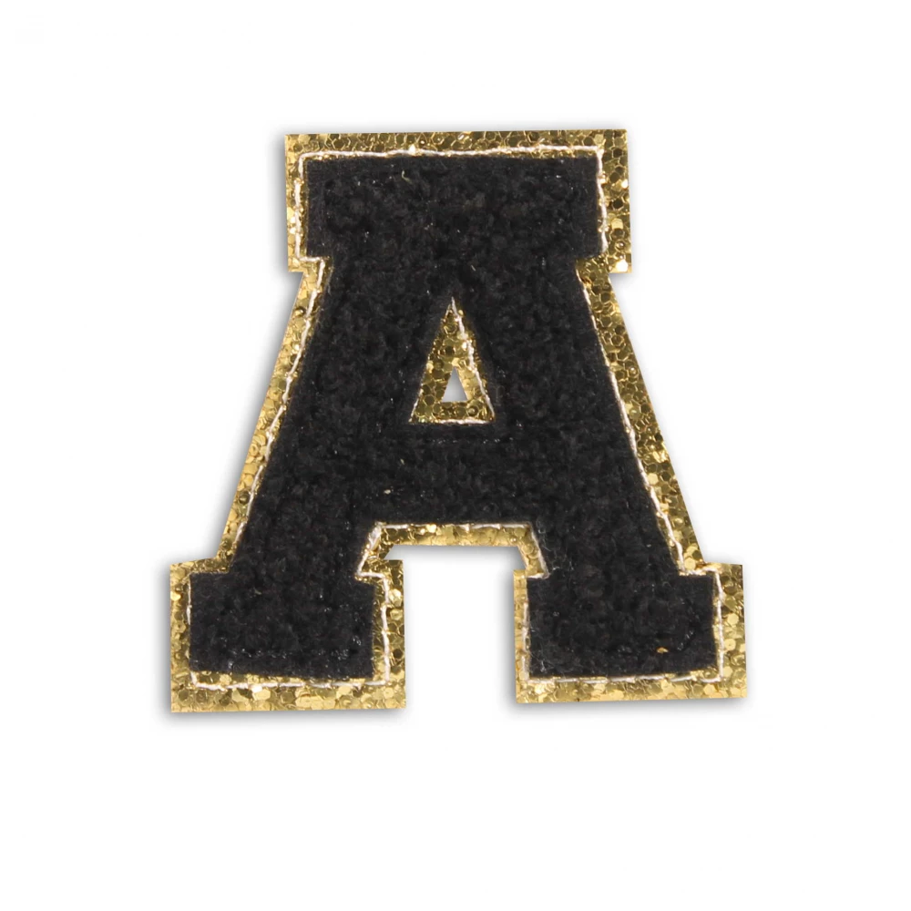 Sticker Aufkleber für Handy/Tablet/Computer 3D gestickt Schwarz - Buchstabe A