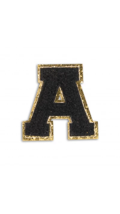Sticker Aufkleber f&uuml;r Handy/Tablet/Computer 3D gestickt Schwarz - Buchstabe A