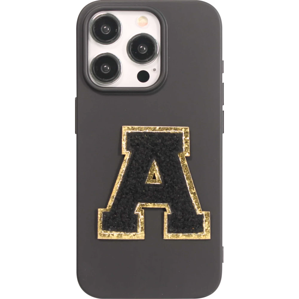 Sticker Aufkleber für Handy/Tablet/Computer 3D gestickt Schwarz - Buchstabe A